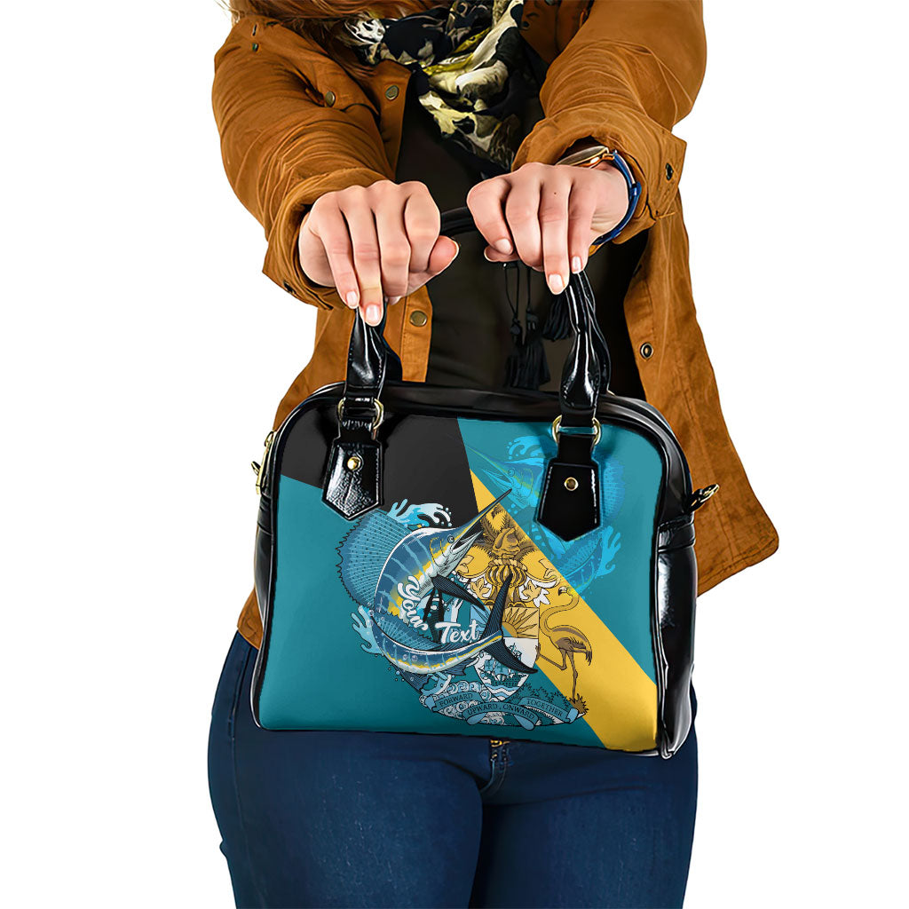 Personalized Bahamas Independence Day Shoulder Handbag Happy 10 July Blue Marlin Coat Of Arms