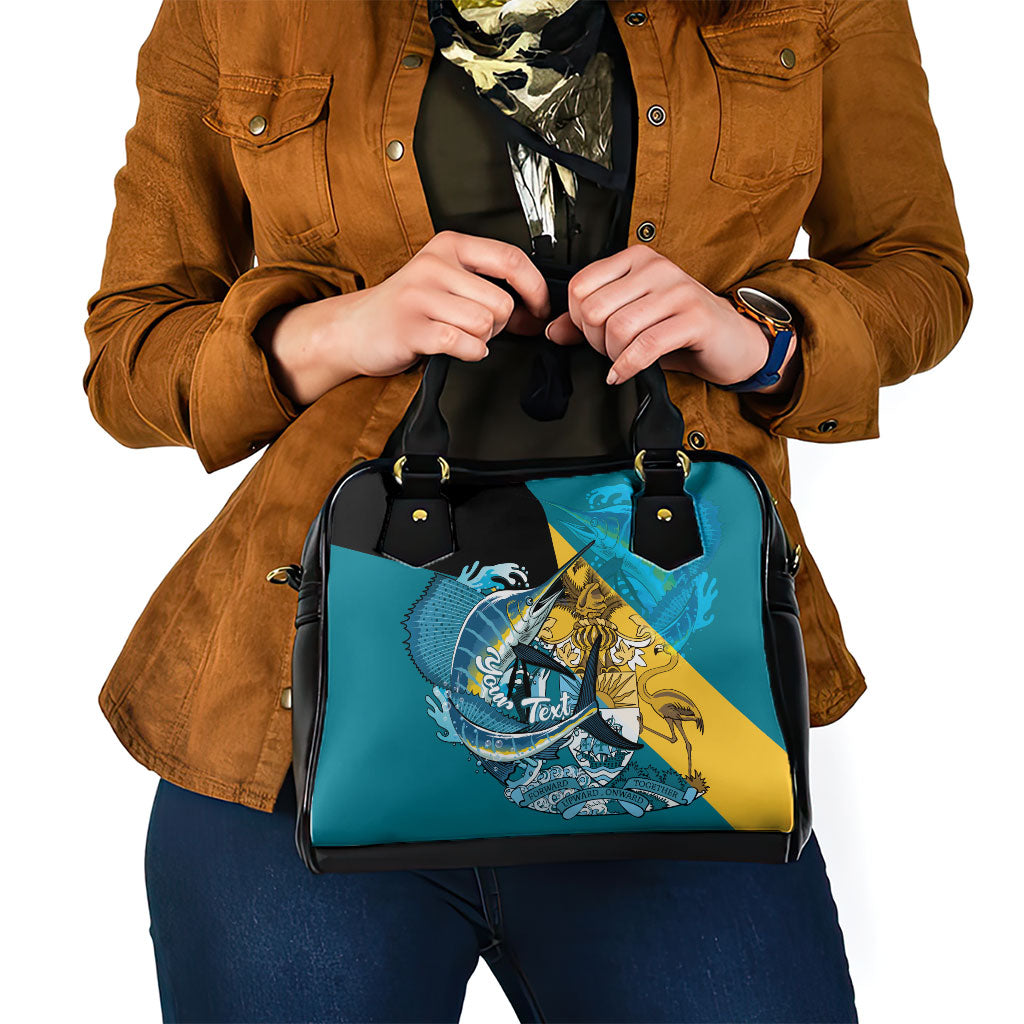 Personalized Bahamas Independence Day Shoulder Handbag Happy 10 July Blue Marlin Coat Of Arms