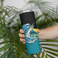 Personalized Bahamas Independence Day Skinny Tumbler Happy 10 July Blue Marlin Coat Of Arms