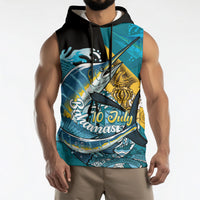 Personalized Bahamas Independence Day Sleeveless Hoodie Happy 10 July Blue Marlin Coat Of Arms