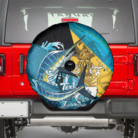 Personalized Bahamas Independence Day Spare Tire Cover Happy 10 July Blue Marlin Coat Of Arms
