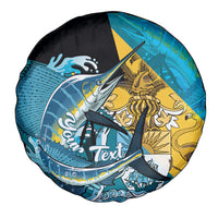 Personalized Bahamas Independence Day Spare Tire Cover Happy 10 July Blue Marlin Coat Of Arms