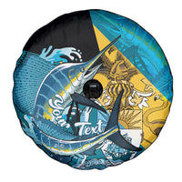 Personalized Bahamas Independence Day Spare Tire Cover Happy 10 July Blue Marlin Coat Of Arms