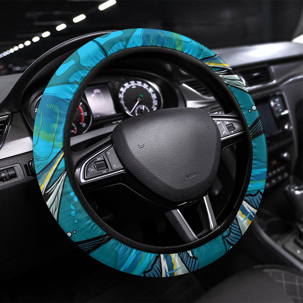 Bahamas Independence Day Steering Wheel Cover Happy 10 July Blue Marlin Coat Of Arms