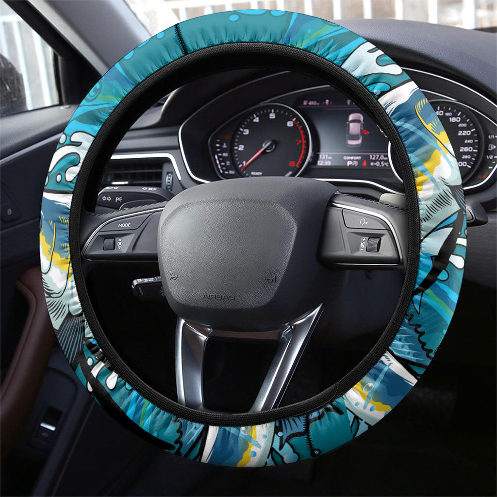 Bahamas Independence Day Steering Wheel Cover Happy 10 July Blue Marlin Coat Of Arms
