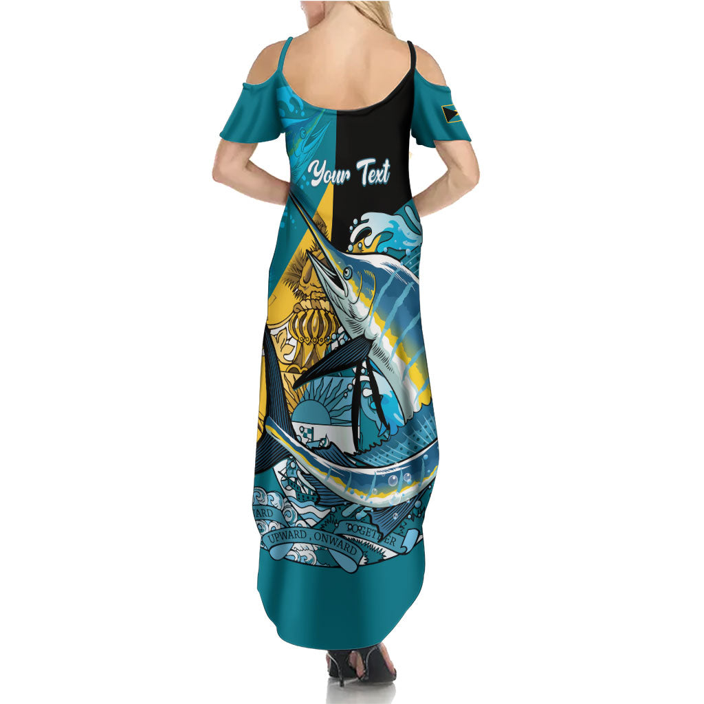 Personalized Bahamas Independence Day Summer Maxi Dress Happy 10 July Blue Marlin Coat Of Arms