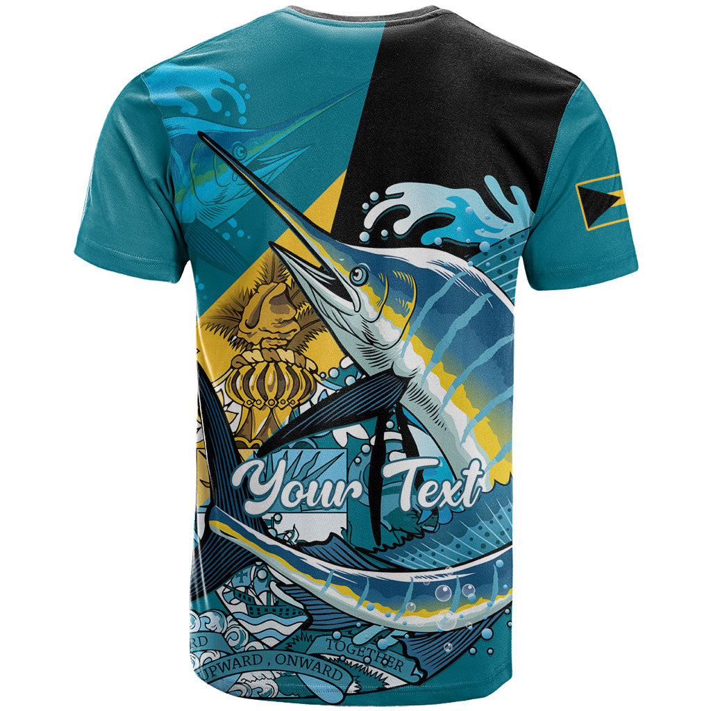 Personalized Bahamas Independence Day T Shirt Happy 10 July Blue Marlin Coat Of Arms