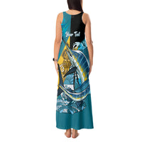 Personalized Bahamas Independence Day Tank Maxi Dress Happy 10 July Blue Marlin Coat Of Arms