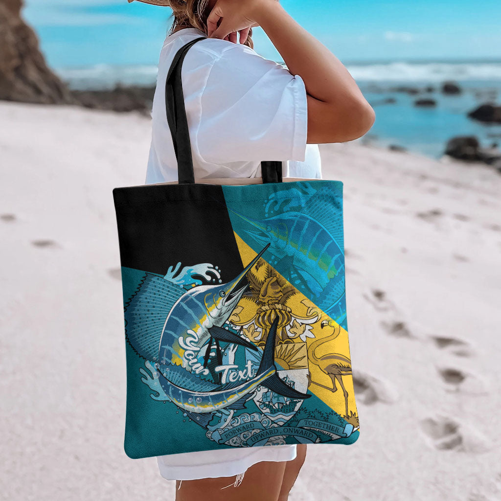 Personalized Bahamas Independence Day Tote Bag Happy 10 July Blue Marlin Coat Of Arms
