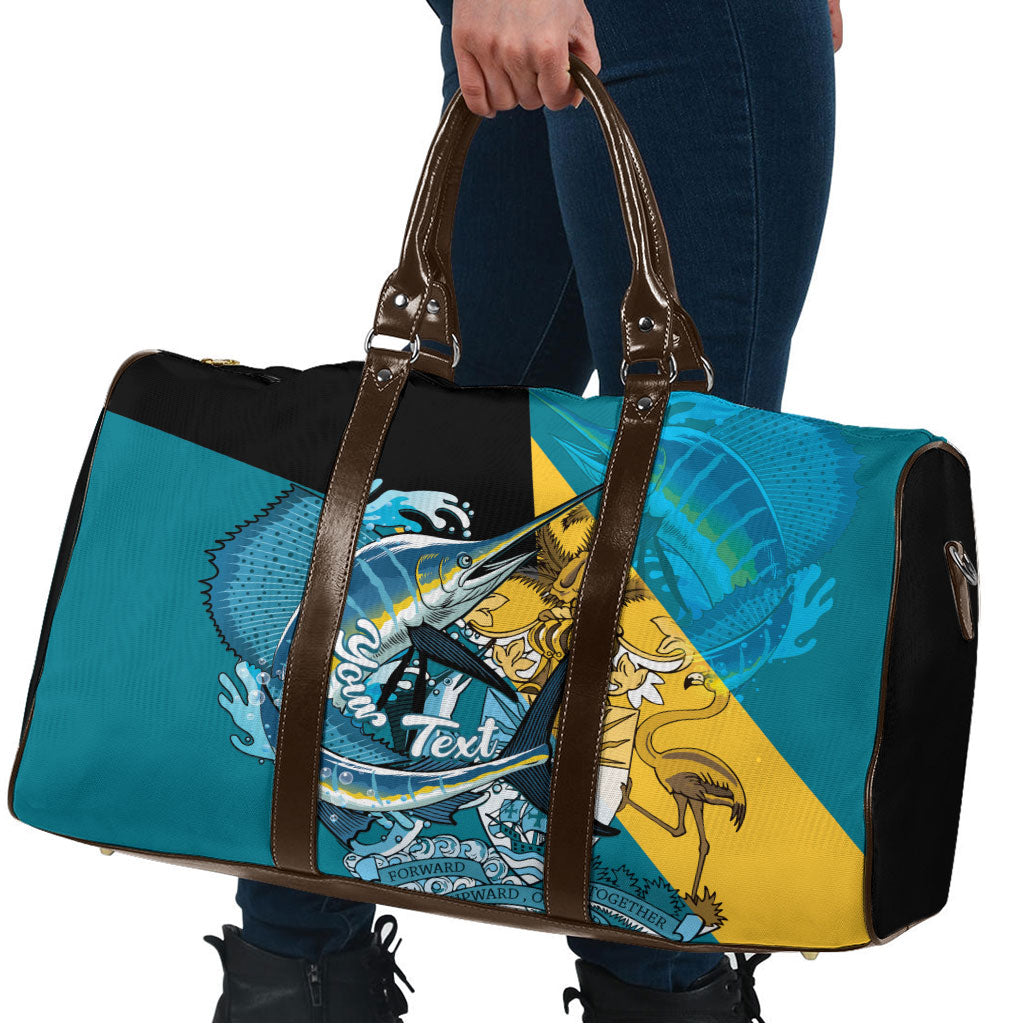 Personalized Bahamas Independence Day Travel Bag Happy 10 July Blue Marlin Coat Of Arms