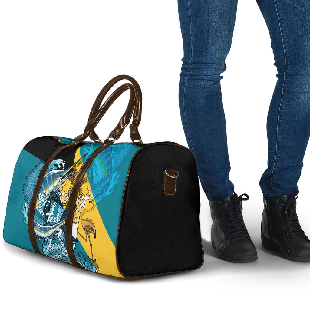 Personalized Bahamas Independence Day Travel Bag Happy 10 July Blue Marlin Coat Of Arms