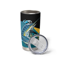 Personalized Bahamas Independence Day Tumbler Cup Happy 10 July Blue Marlin Coat Of Arms