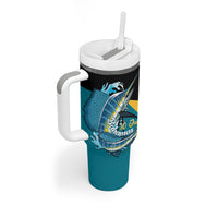 Personalized Bahamas Independence Day Tumbler With Handle Happy 10 July Blue Marlin Coat Of Arms