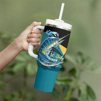 Personalized Bahamas Independence Day Tumbler With Handle Happy 10 July Blue Marlin Coat Of Arms