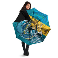 Personalized Bahamas Independence Day Umbrella Happy 10 July Blue Marlin Coat Of Arms