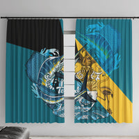 Personalized Bahamas Independence Day Window Curtain Happy 10 July Blue Marlin Coat Of Arms