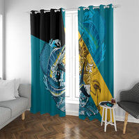 Personalized Bahamas Independence Day Window Curtain Happy 10 July Blue Marlin Coat Of Arms