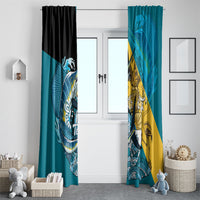 Personalized Bahamas Independence Day Window Curtain Happy 10 July Blue Marlin Coat Of Arms