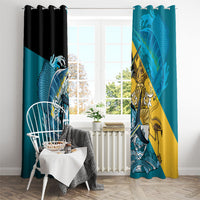 Personalized Bahamas Independence Day Window Curtain Happy 10 July Blue Marlin Coat Of Arms