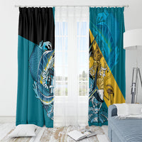 Personalized Bahamas Independence Day Window Curtain Happy 10 July Blue Marlin Coat Of Arms