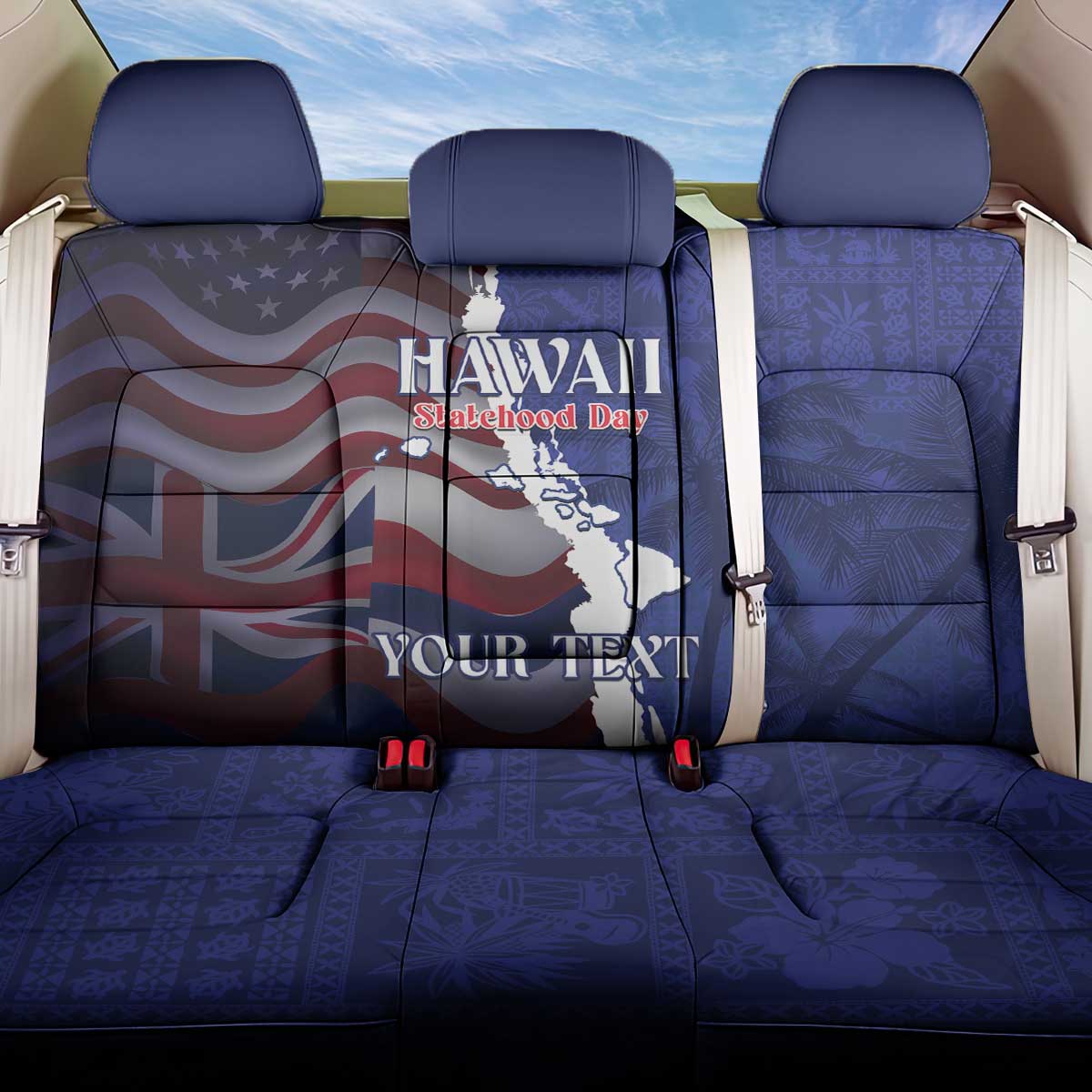 Personalized Hawaii Statehood Day Back Car Seat Cover 66th Anniversary - Wonder Print Shop
