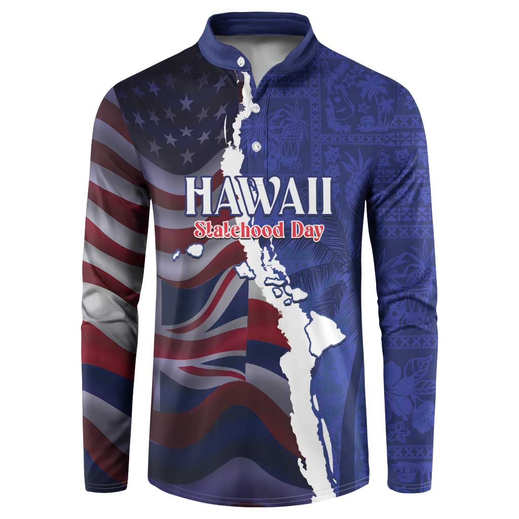 Personalized Hawaii Statehood Day Button Sweatshirt 66th Anniversary - Wonder Print Shop