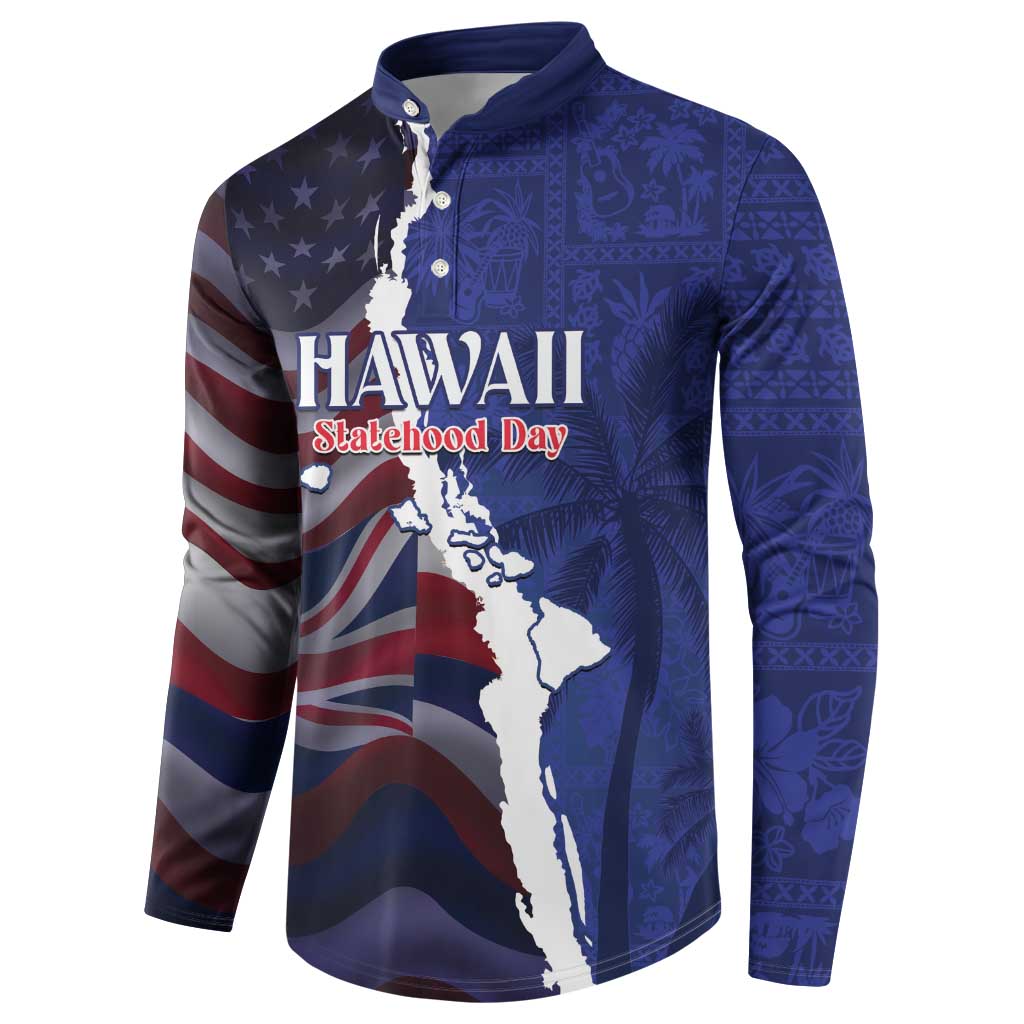 Personalized Hawaii Statehood Day Button Sweatshirt 66th Anniversary - Wonder Print Shop