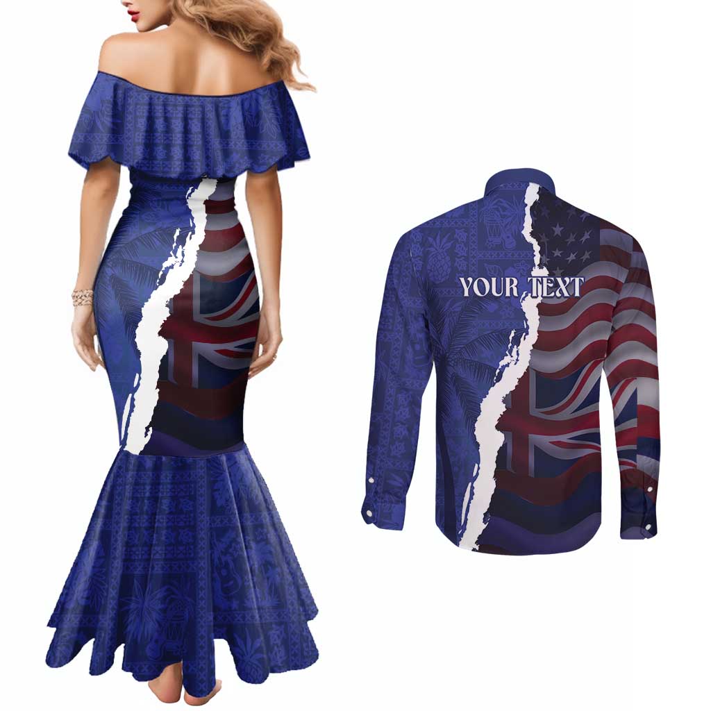 Personalized Hawaii Statehood Day Couples Matching Mermaid Dress and Long Sleeve Button Shirt 66th Anniversary - Wonder Print Shop