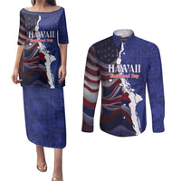 Personalized Hawaii Statehood Day Couples Matching Puletasi and Long Sleeve Button Shirt 66th Anniversary - Wonder Print Shop