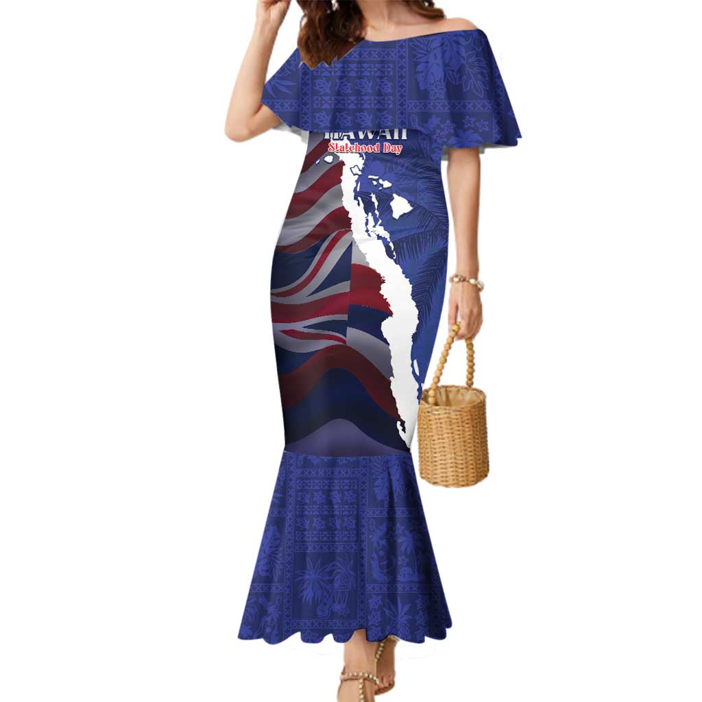 Personalized Hawaii Statehood Day Family Matching Mermaid Dress and Hawaiian Shirt 66th Anniversary - Wonder Print Shop