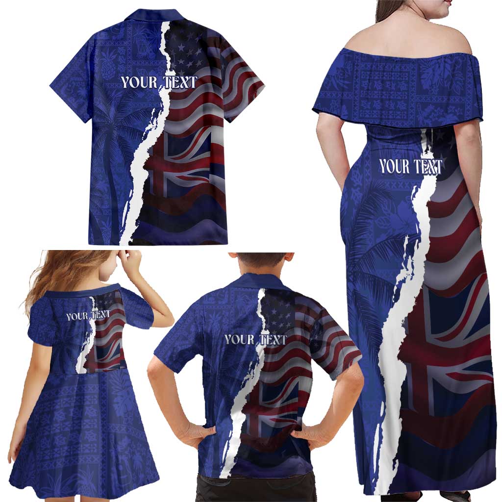 Personalized Hawaii Statehood Day Family Matching Off Shoulder Maxi Dress and Hawaiian Shirt 66th Anniversary - Wonder Print Shop