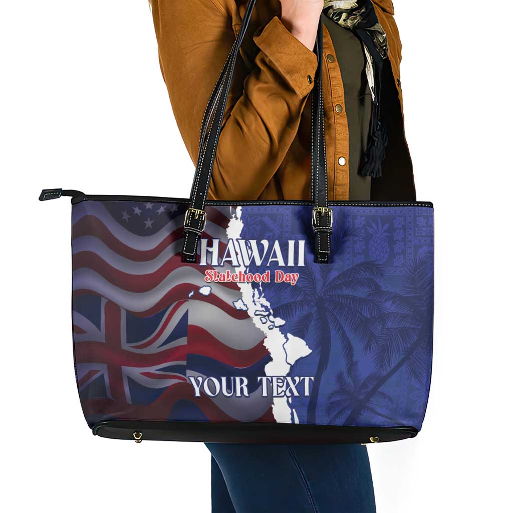 Personalized Hawaii Statehood Day Leather Tote Bag 66th Anniversary - Wonder Print Shop