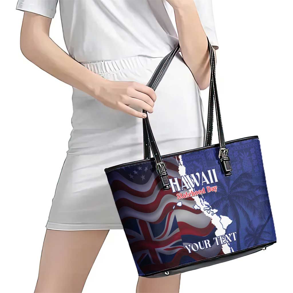 Personalized Hawaii Statehood Day Leather Tote Bag 66th Anniversary - Wonder Print Shop