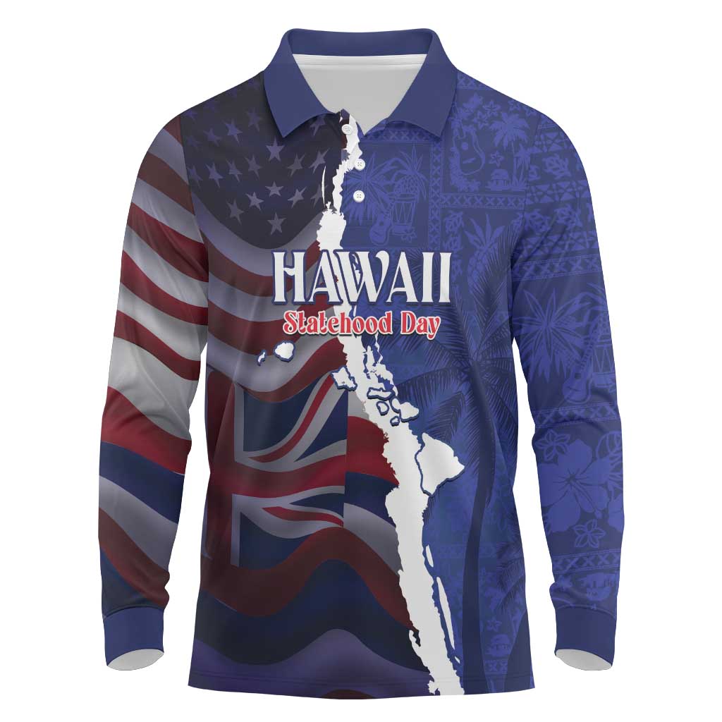 Personalized Hawaii Statehood Day Long Sleeve Polo Shirt 66th Anniversary - Wonder Print Shop