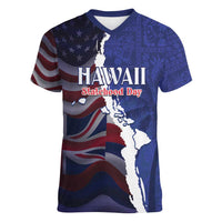 Personalized Hawaii Statehood Day Women V-Neck T-Shirt 66th Anniversary - Wonder Print Shop