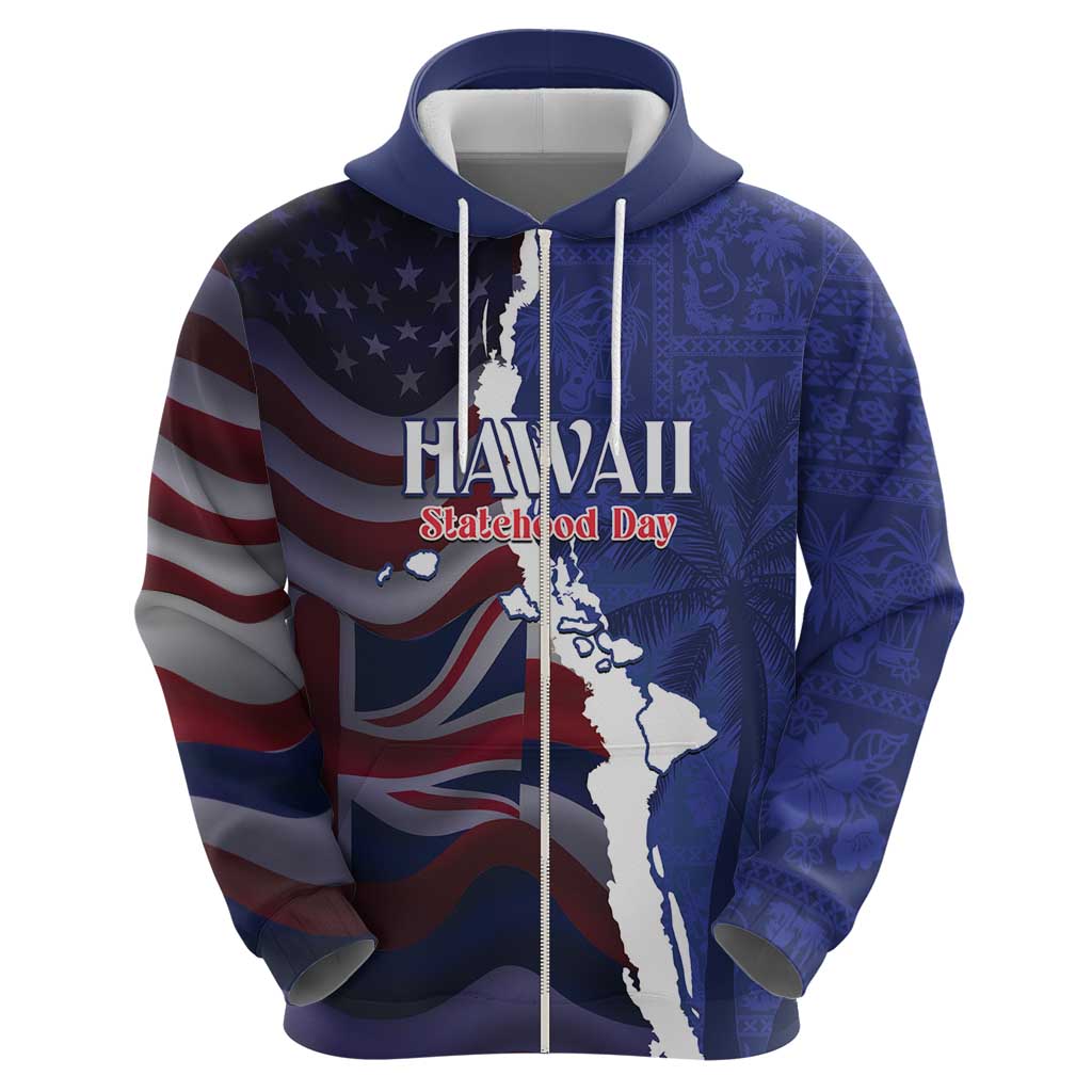 Personalized Hawaii Statehood Day Zip Hoodie 66th Anniversary - Wonder Print Shop