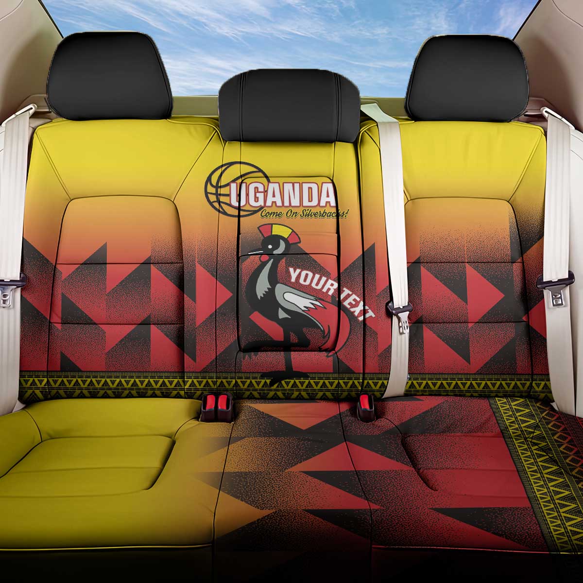 Uganda Basketball Custom Back Car Seat Cover Come On Silverbacks African Pattern - Wonder Print Shop