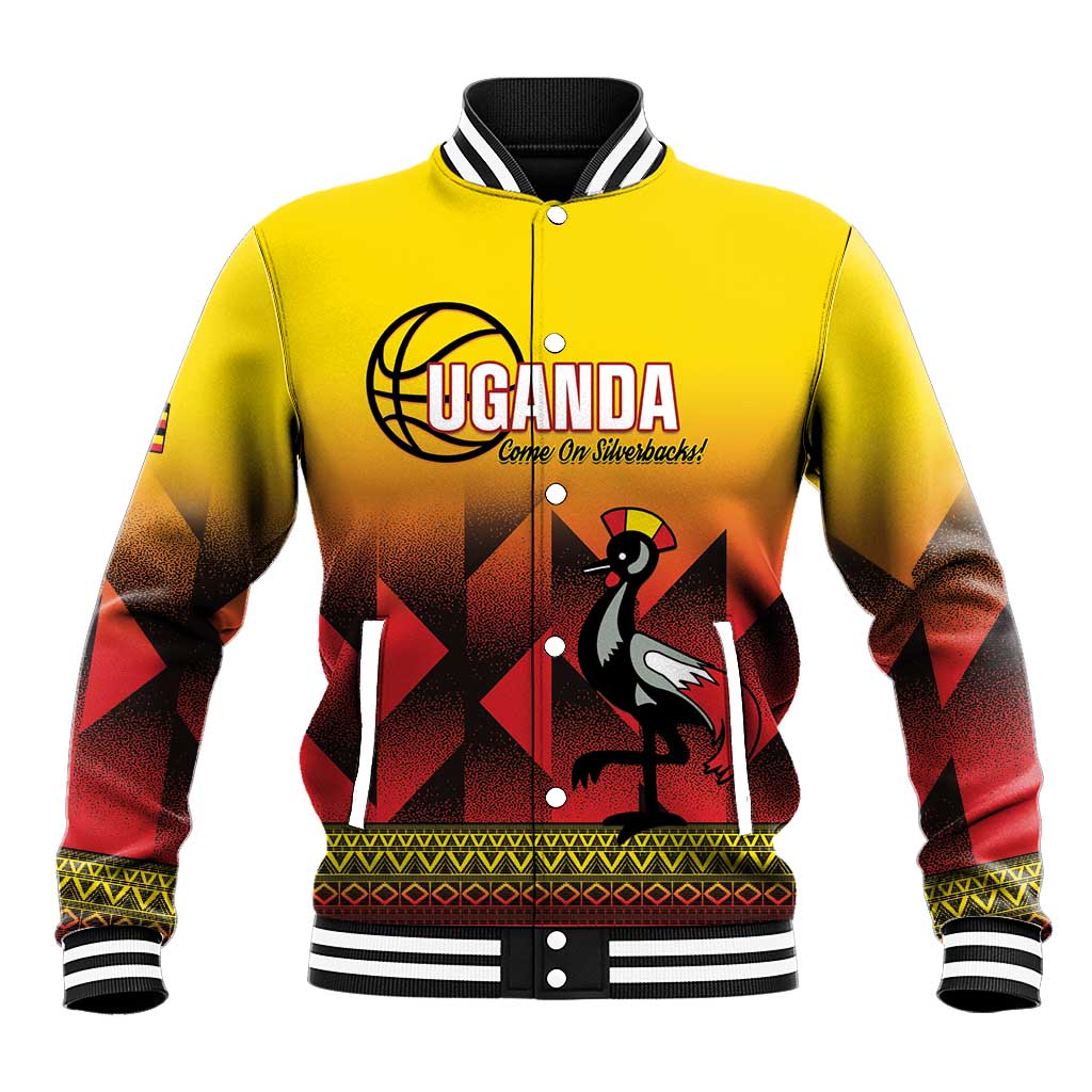 Uganda Basketball Custom Baseball Jacket Come On Silverbacks African Pattern - Wonder Print Shop