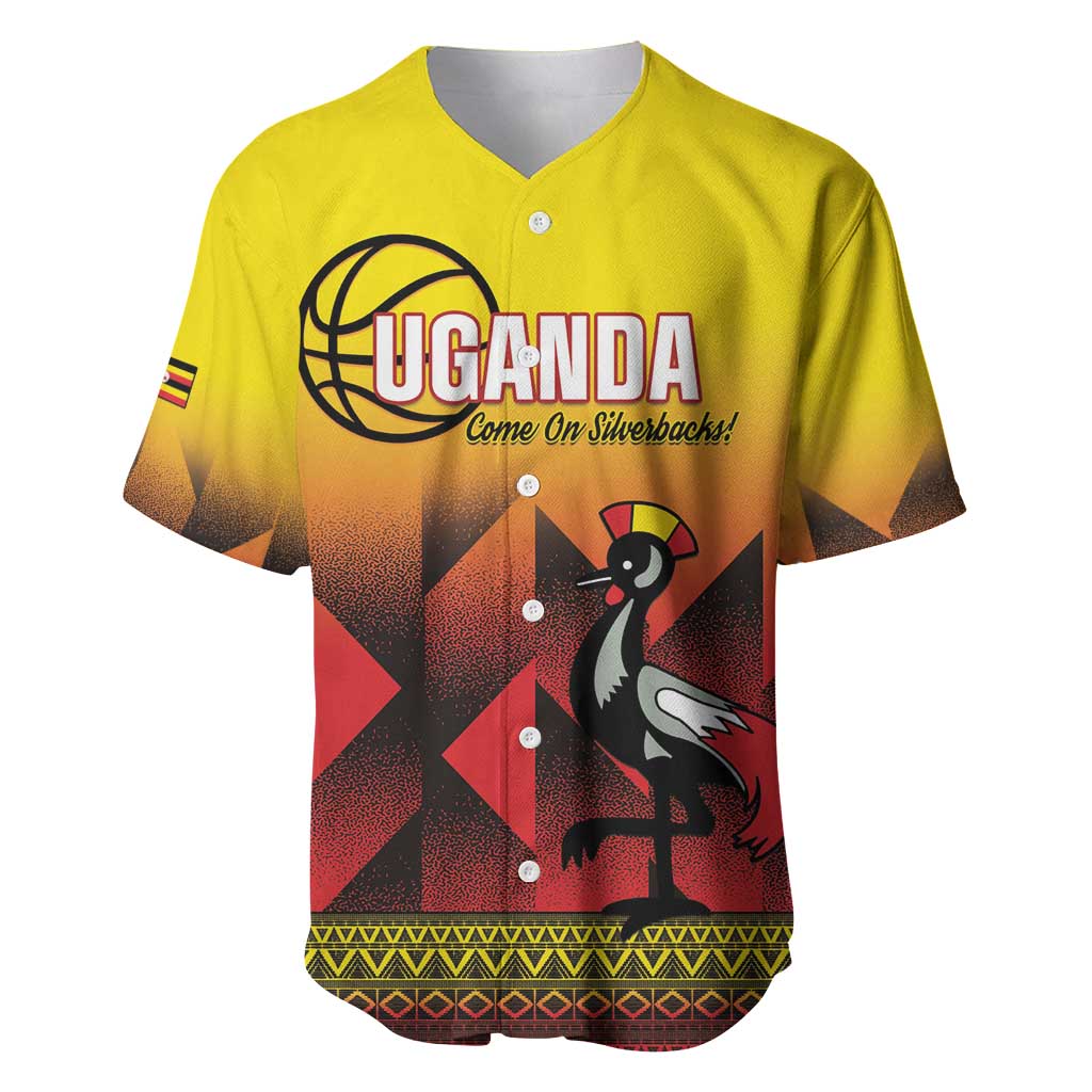 Uganda Basketball Custom Baseball Jersey Come On Silverbacks African Pattern - Wonder Print Shop