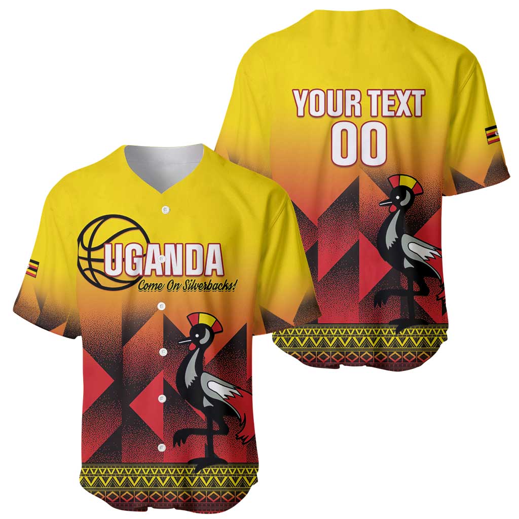 Uganda Basketball Custom Baseball Jersey Come On Silverbacks African Pattern - Wonder Print Shop