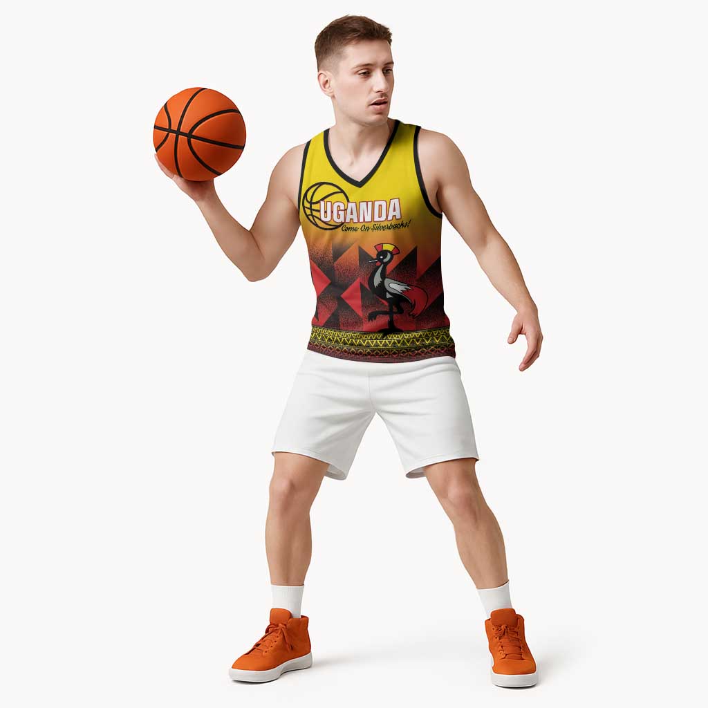 Uganda Basketball Custom Basketball Jersey Come On Silverbacks African Pattern - Wonder Print Shop