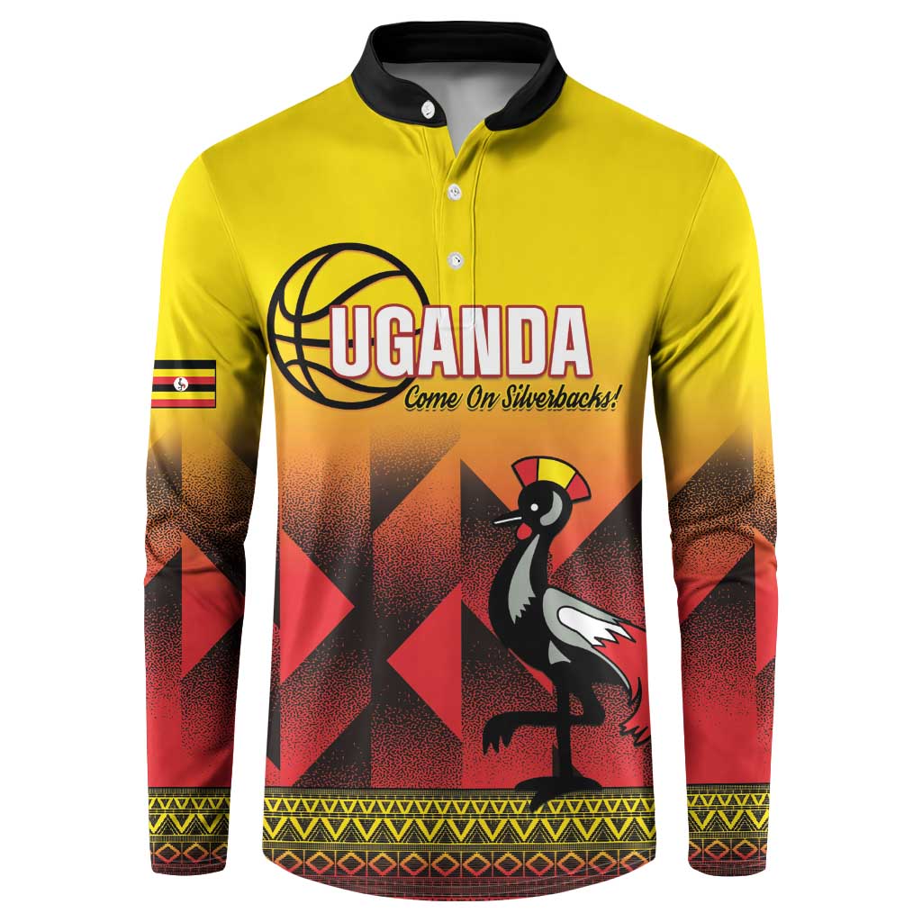 Uganda Basketball Custom Button Sweatshirt Come On Silverbacks African Pattern - Wonder Print Shop