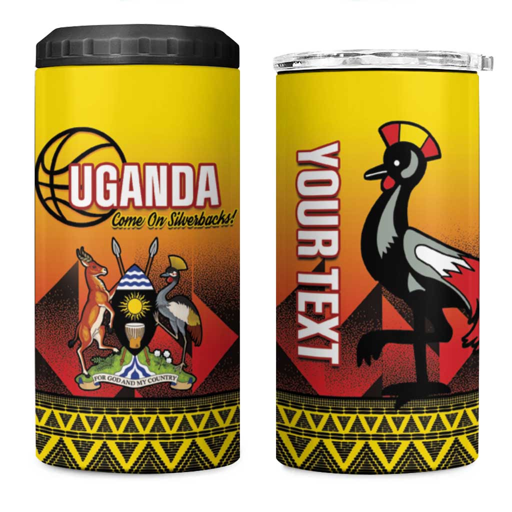 Uganda Basketball Custom 4 in 1 Can Cooler Tumbler Come On Silverbacks African Pattern - Wonder Print Shop
