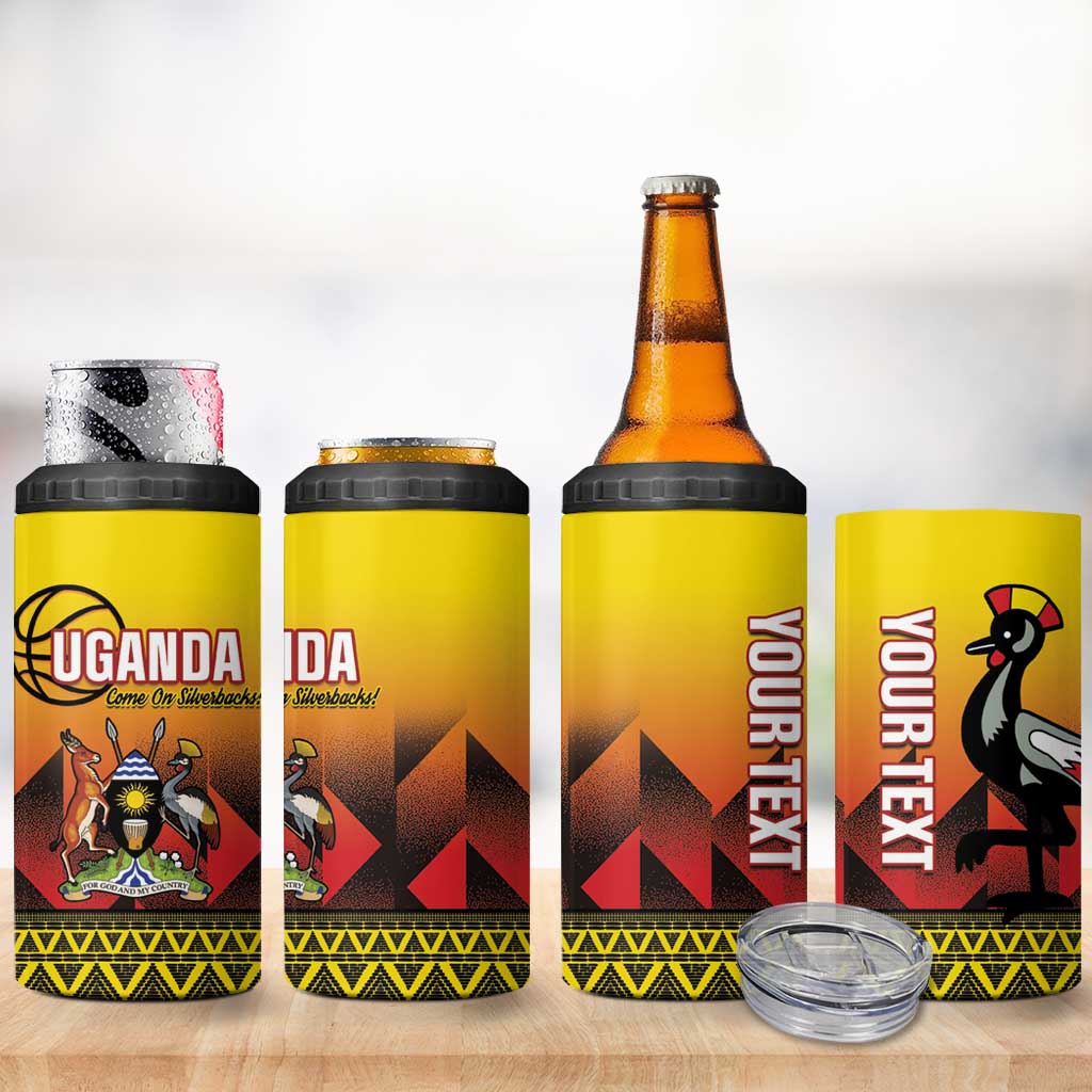Uganda Basketball Custom 4 in 1 Can Cooler Tumbler Come On Silverbacks African Pattern - Wonder Print Shop