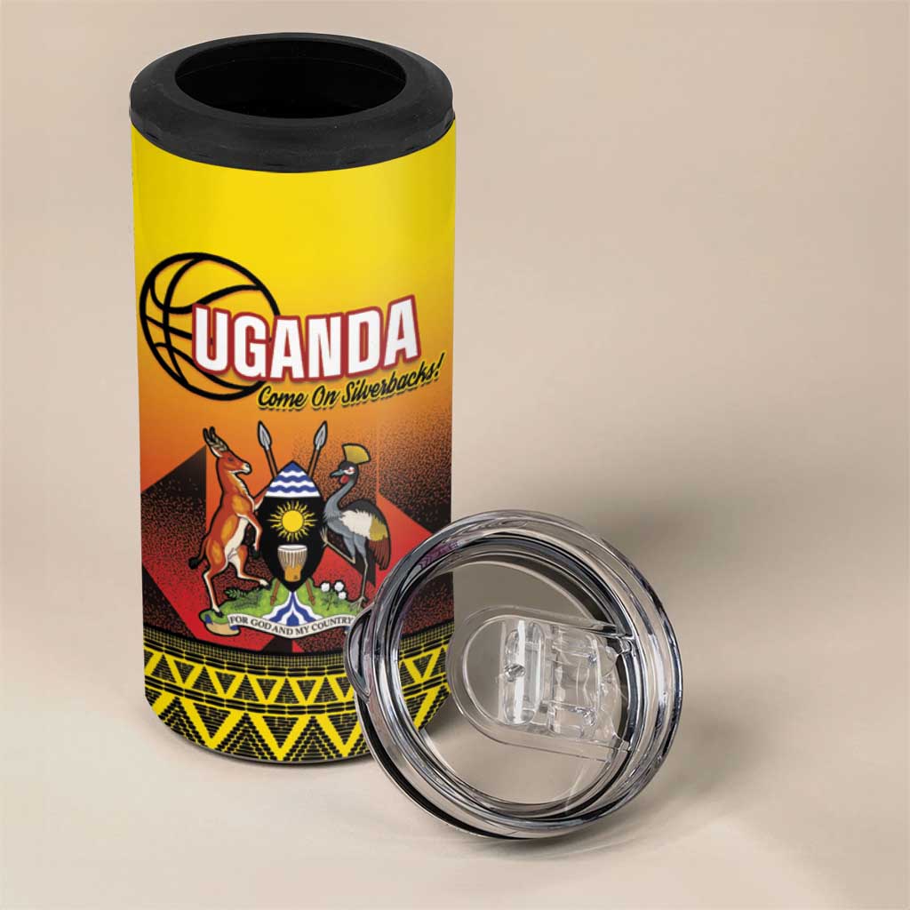 Uganda Basketball Custom 4 in 1 Can Cooler Tumbler Come On Silverbacks African Pattern - Wonder Print Shop
