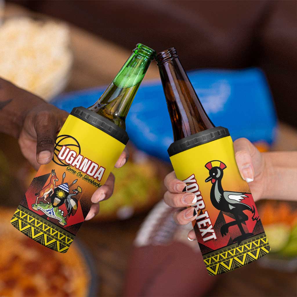 Uganda Basketball Custom 4 in 1 Can Cooler Tumbler Come On Silverbacks African Pattern - Wonder Print Shop