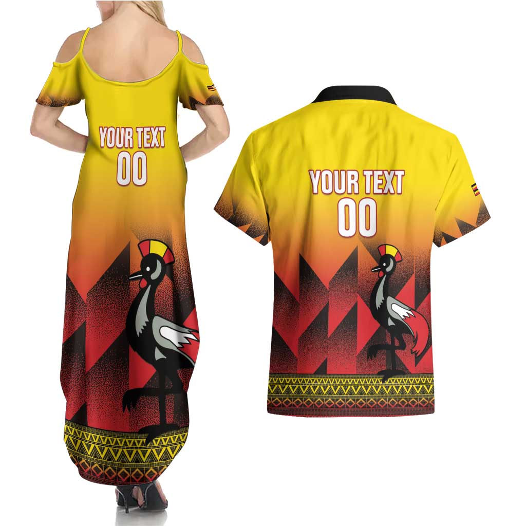 Uganda Basketball Custom Couples Matching Summer Maxi Dress and Hawaiian Shirt Come On Silverbacks African Pattern - Wonder Print Shop