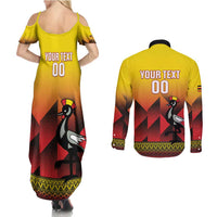 Uganda Basketball Custom Couples Matching Summer Maxi Dress and Long Sleeve Button Shirt Come On Silverbacks African Pattern - Wonder Print Shop