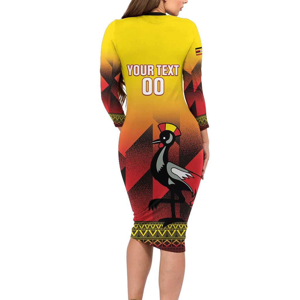 Uganda Basketball Custom Family Matching Long Sleeve Bodycon Dress and Hawaiian Shirt Come On Silverbacks African Pattern - Wonder Print Shop