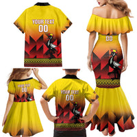 Uganda Basketball Custom Family Matching Mermaid Dress and Hawaiian Shirt Come On Silverbacks African Pattern - Wonder Print Shop